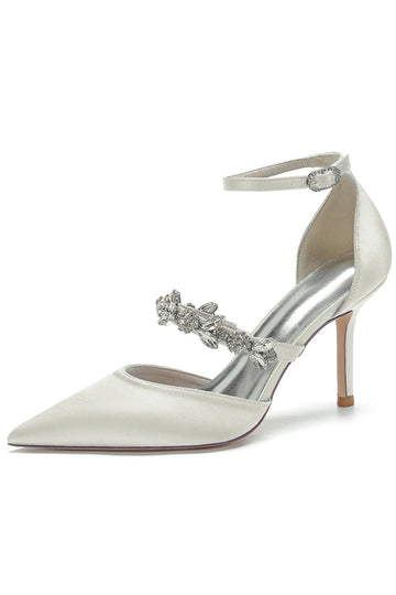 Elfenben Rhinestone spisse høye hæler